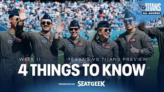 Titans Week 11 AFC South Matchup | Four Things To Know presented by SeatGeek