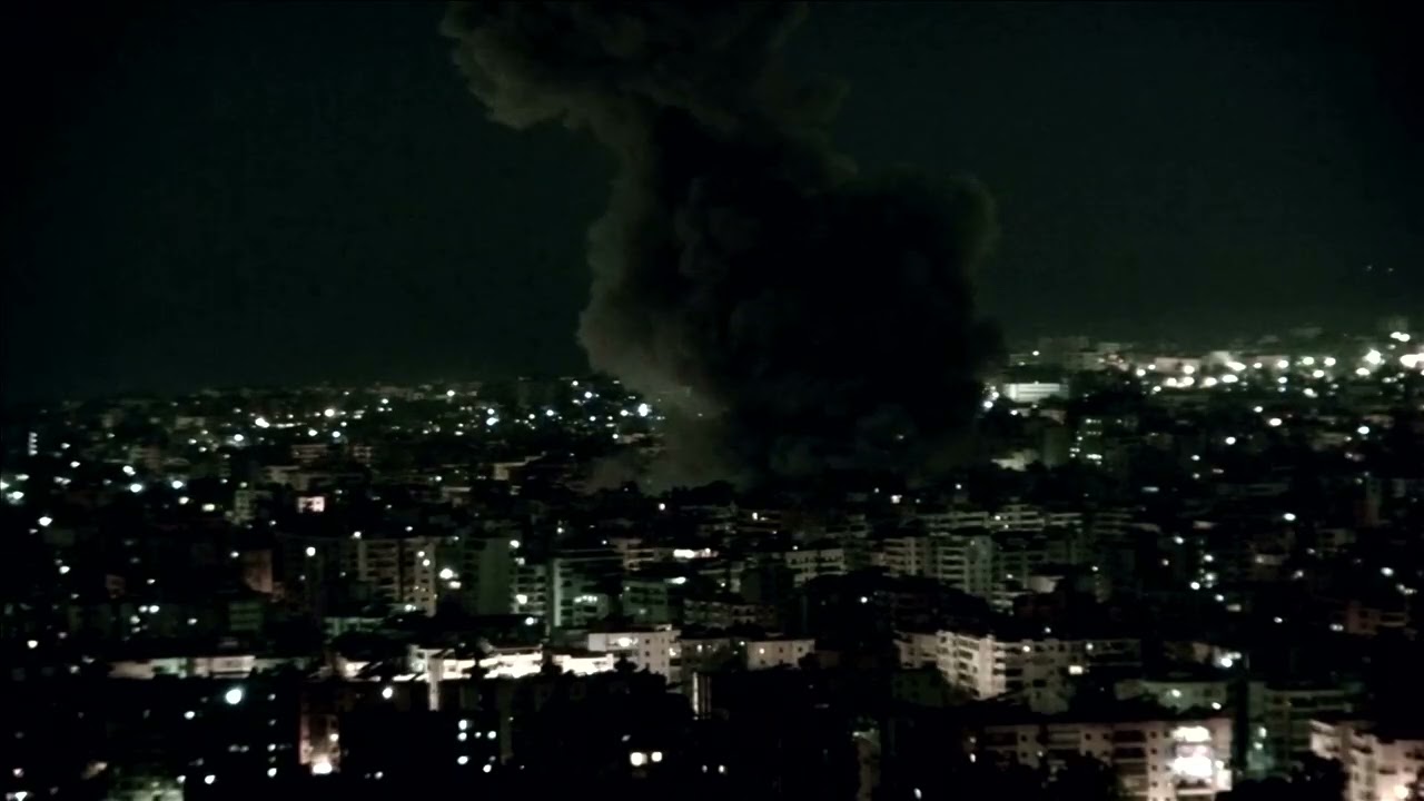 Fighting lights up the night sky over Lebanon