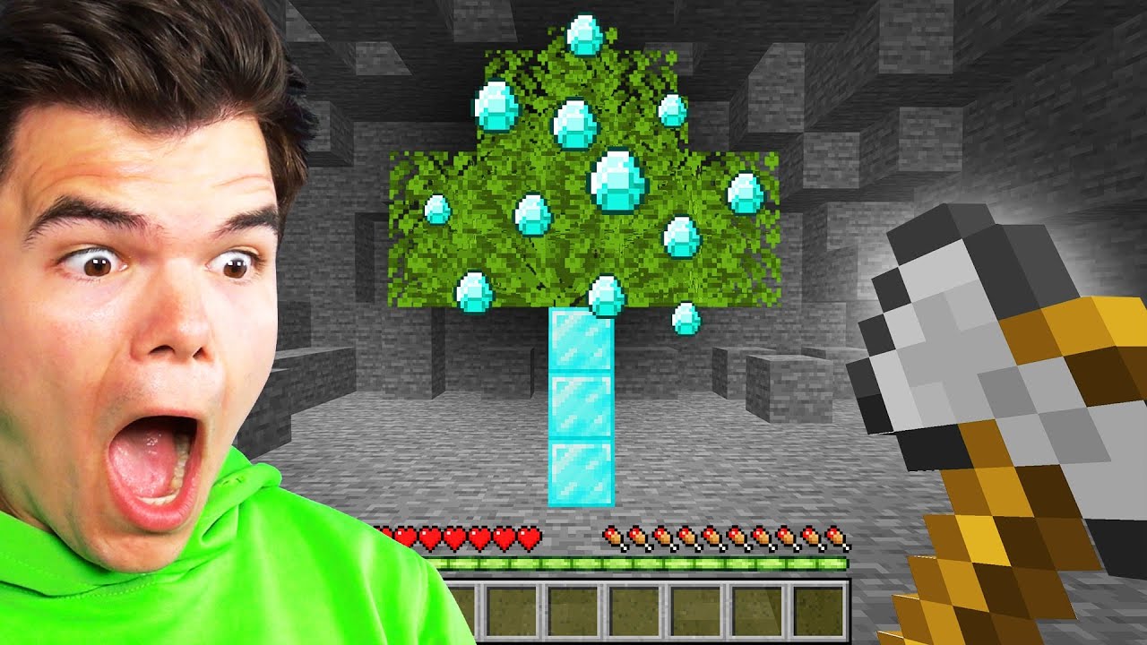 Minecraft But We Swapped Wood with Diamonds... (confusing)