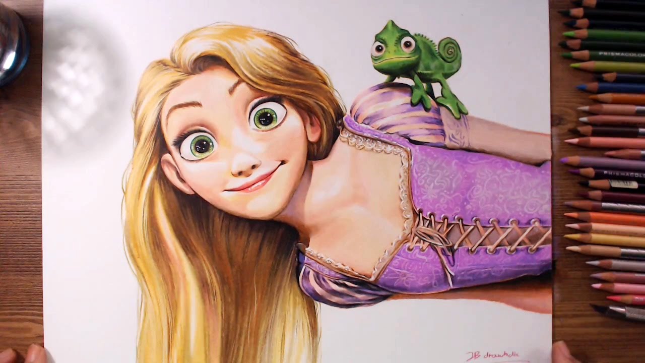 Rapunzel and Pascal (Tangled) - Colored pencil drawing drawholic - YouTube.