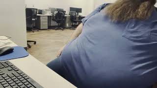 Fat Guy Belly Plop On Desk