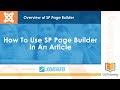 Learn SP Page Builder - Video 10 - How To Use SP Page Builder in a Joomla Article