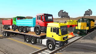 TRANSPORTING PIXAR CARS & FRUITS WITH COLORED & JOHN DEERE vs CLAAS vs TRACTORS - BeamNG.drive