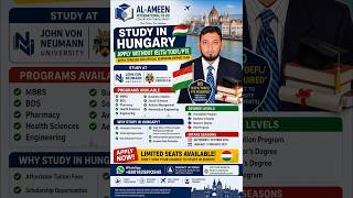 Study in Hungary Apply WITHOUT IELTS/TOEFL/PTE MOI Accepted Agent Support student Scholarship