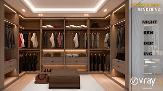Clothes room Design | Vray 5 Sketchup interior Night render #36
