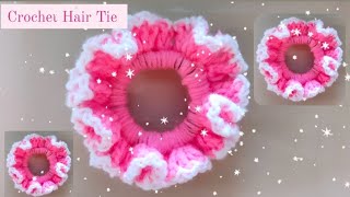 How to crochet hair tie 💕 beautiful Crochet hair tie 😍 amazing motif ✨