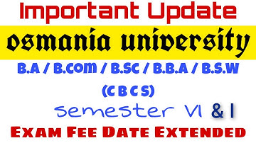 Degree 6th Semester Exam Fee Date Extended | OU degree Update | Exam Fee details