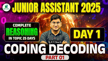 Junior Assistant 2025 Reasoning – Coding Decoding Day 1 | 25 Days Complete Course by M.D. Sharma Sir