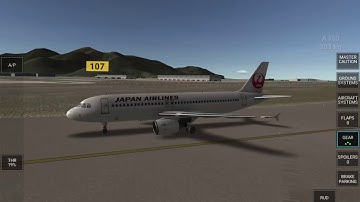 JAL A320-200 landing at Hong Kong and Taxi to gate in RFS Real Flight simulator