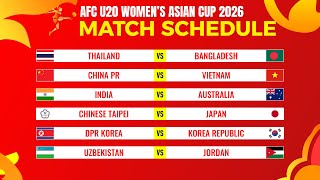 Group Stage: Match Schedule | AFC U20 Women's Asian Cup 2026.