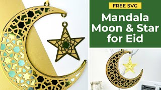 Mandala Moon & Star 🌙 Layered SVG for Eid