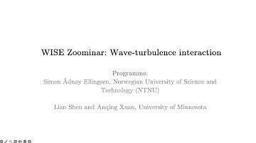 February 2025 WISE Zoominar on Wave-turbulence interaction by Simen Ellingsen and Lian Shen