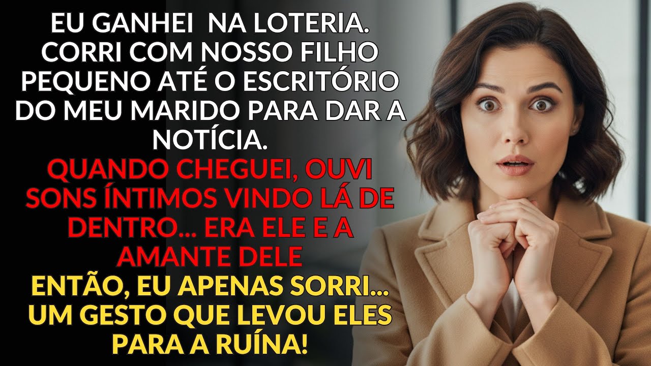 Ganhei na loteria. Corri para o escritório do meu marido com nosso filho. Cheguei lá, ouvi barulhos…