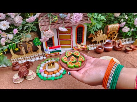 Miniature Tricolour Barfi | Milk Powder Burfi Recipe | Rini's Miniature |
