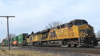 UP 5294 Leads a Stack Train, Grand Mound, IA