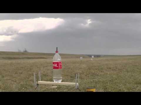 Pressurized cola bottle shot with an air rifle