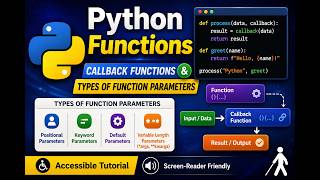 Python Lecture 18: Python Callback Functions & Parameter Types | Accessible explaination with NVDA