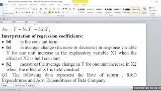 Introduction and Fitting of Multiple Regression Model - Experimental Statistics - Part-1