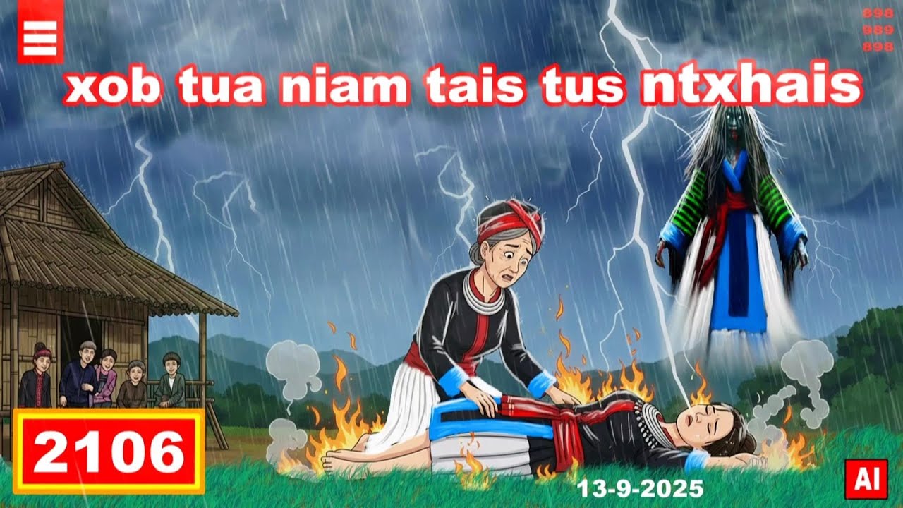 dab hais hmoob - 2106 - 13-9-2025 xob tua niam tais tus ntxhais, ฟ้าผ่า, The lightning.