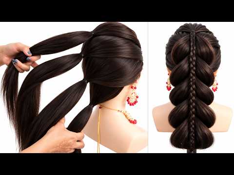 Very Easy & Simple Hairstyle - Beautiful Hairstyle | Hair Ideas | Trendy Hairstyle for Festival Look