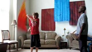David showing Allen 3-beat weave with flag poi