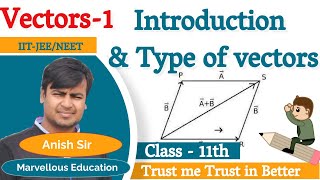 introduction to vectors class 11th Physics by Marvellous Education || Anish sir