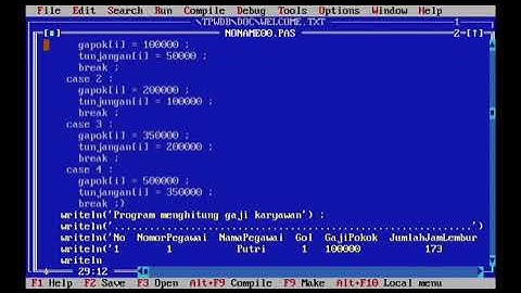Menghitung Gaji Karyawan Dengan Menggunakan Metode Array  (Tugas UAS Algoritma dan Pemrograman)