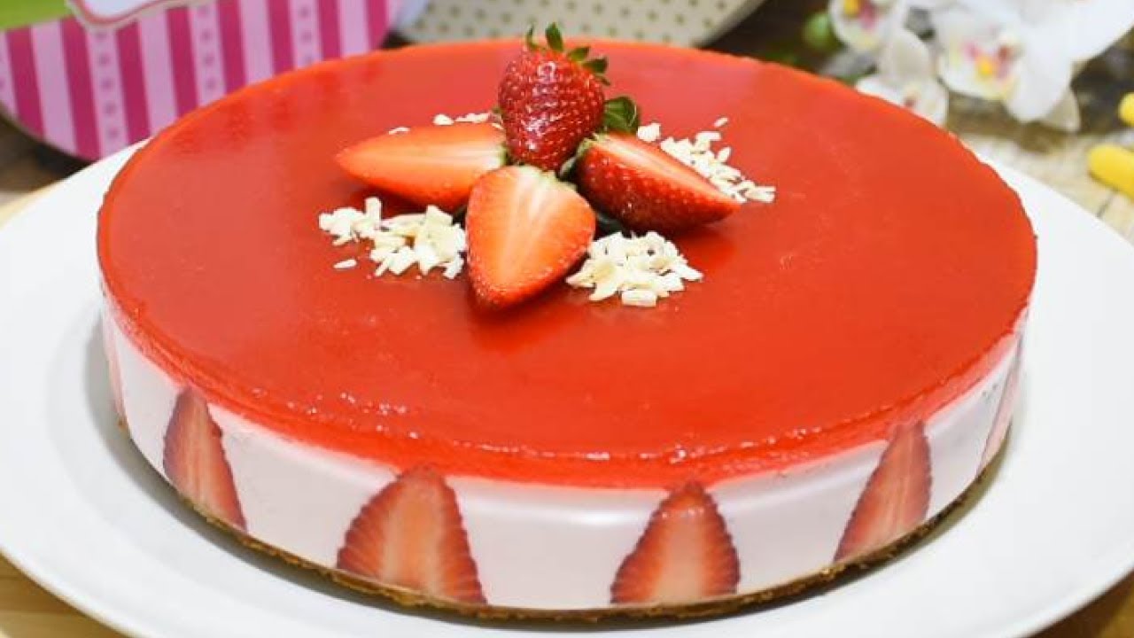 ✅ TARTA DE FRESAS Y YOGUR  | Tarta Sin Horno 🍓