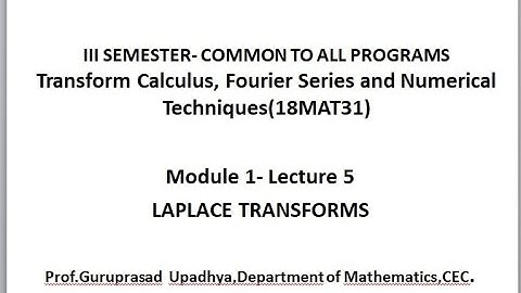 VTU TFN18MAT31 M1 L5 LAPLACE TRANSFORMS PROBLEMS