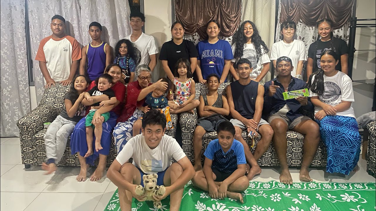 Day 2 in Samoa: Mum with her grandbabies..three already asleep, including Lior and John