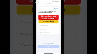 Marina Protocol Quiz Answer - 03 Oct | Marina Protocol Today Answer | Free Crypto 2025 | #Shorts