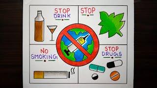 International Day Against Drug Abuse Drawing / Anti Drugs Day Poster / Say No To Drugs Drawing