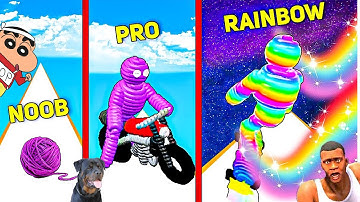 SHINCHAN and CHOP CRAFTING GOLD GODZILLA HULK KING KONG in ROPE MAN 3D | NOOB vs PRO vs HACKER