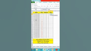 Quickly Split Date into Year, Month and Day in Excel #excel #computer #excelcourse #shorts#short2023