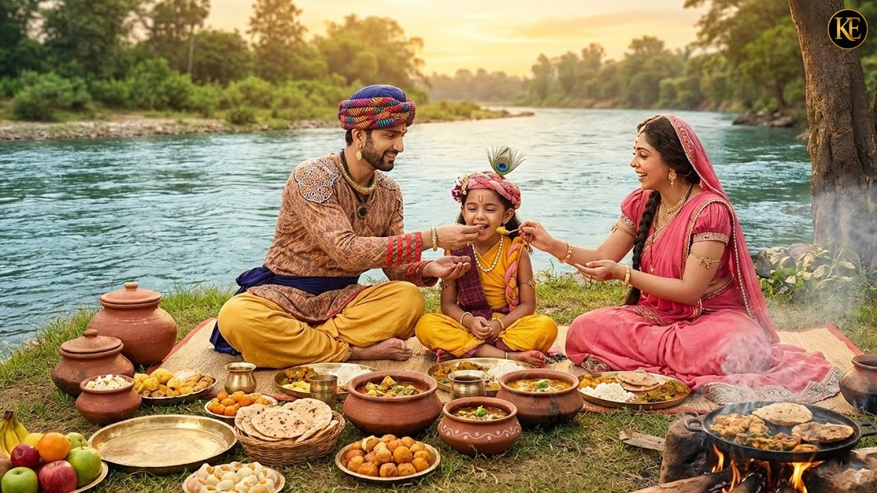 गोकुल की शाम: बाल कान्हा, यशोदा मैया और नंद बाबा साथ बैठे || YMKN || Shre Krishan leela ||