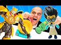 Bumblebee vs Romeo! PJ Masks Romeo otobot kazandiği plaketini kaçırıyor! Transformers videoları