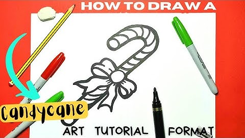 Art Tutorial on How to Draw a Candycane to draw along and follow.