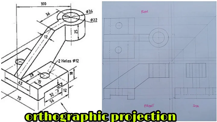 orthographic projection - in engineering - technical drawing ( third angle projection )
