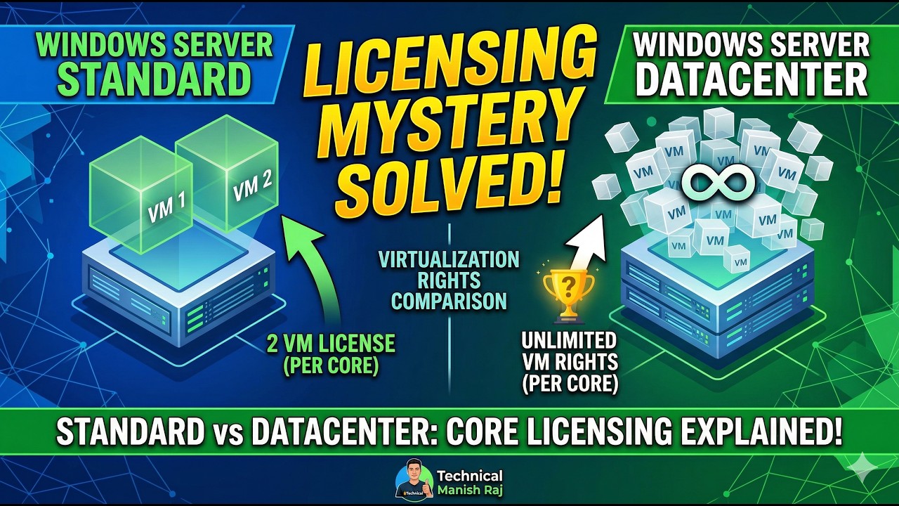 Windows Server licensing concept. (Standard & Data center)