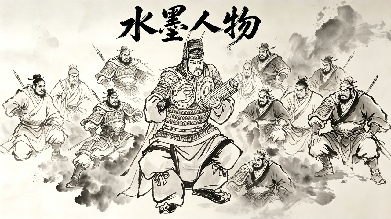 寥寥笔触勾勒人物轮廓，传统水墨演绎千年古典韵味，一起来辨认画中的