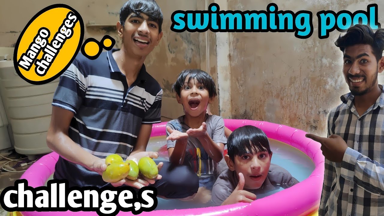 New swimming pool gift / mangoes challenge 🥰 with brother