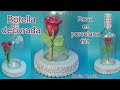 Botellas decoradas con EFECTO 3D Rosa en PORCELANA FRIA  incrustada en vidrio / Doña Rosita