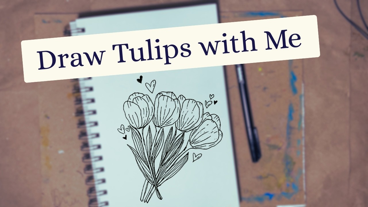 Drawing Tulips with Fineliner | Relaxing Sketchbook Line Art