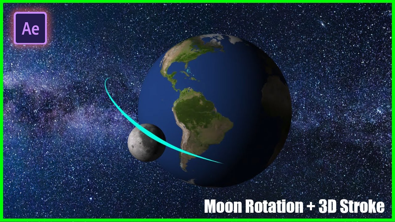 Space Scene in After Effects: Earth and Moon Rotation with 3D Stroke ...