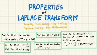 Properties of Laplace Transform with EXAMPLES needed for Control Systems and Feedback