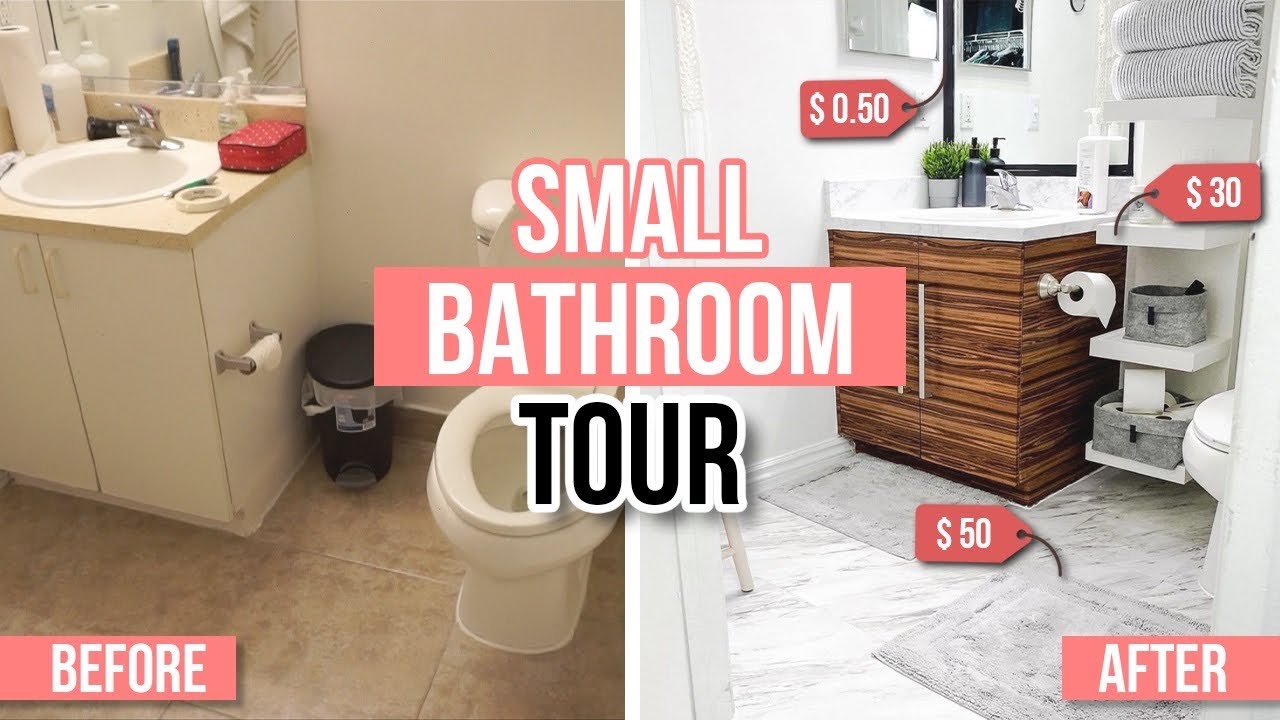 Small Bathroom Makeover Renter Friendly TOUR and TOTAL COST! - YouTube