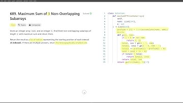 [December 28, 2024, LeetCode daily] 689. Maximum Sum of 3 Non-Overlapping Subarrays - Python
