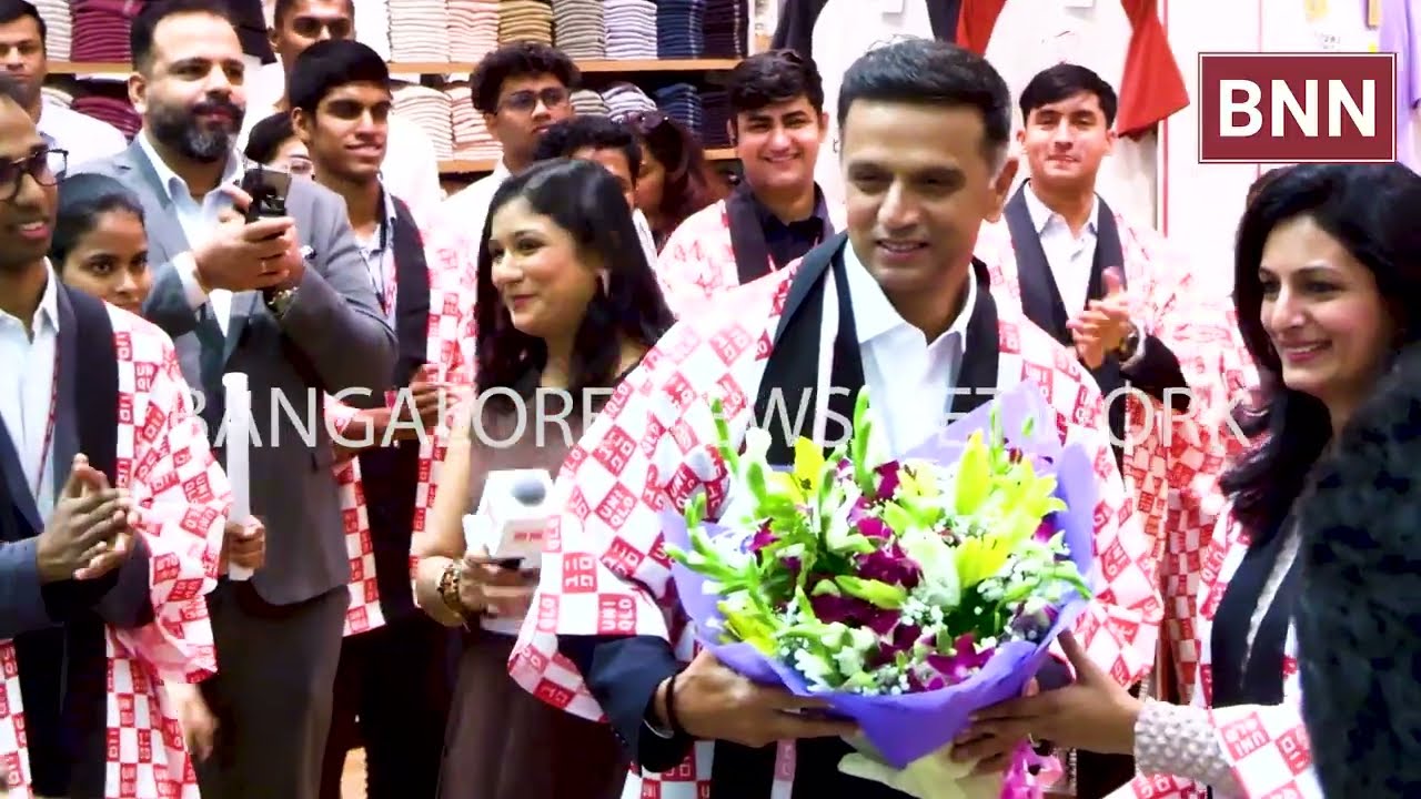 Rahul Dravid joined the launch celebrations of First Store of  UNIQLO at  Orion Mall, in Bengaluru