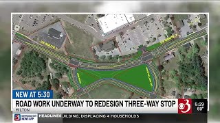 Milton road work underway to redesign three-way stop