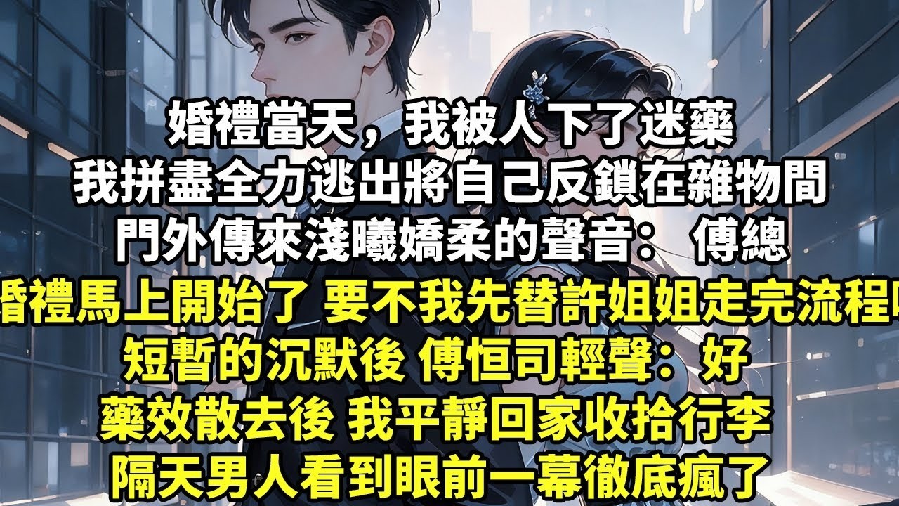婚禮當天，我被人下了迷藥 我拼盡全力逃出將自己反鎖在雜物間 門外傳來淺曦嬌柔的聲音： 傅總 婚禮馬上開始了 要不我先替許姐姐走完流程嘛 傅恒司輕聲：好  隔天男人看到眼前一幕徹底瘋了【言情】【